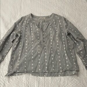 LOFT Gray Polka Dot Women's Top